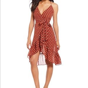 J.O.A dotted faux wrap dress.